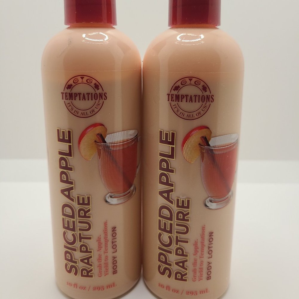 NEW RARE Bath & Body Works Temptations Spiced Apple Rapture Lotion 10oz x2